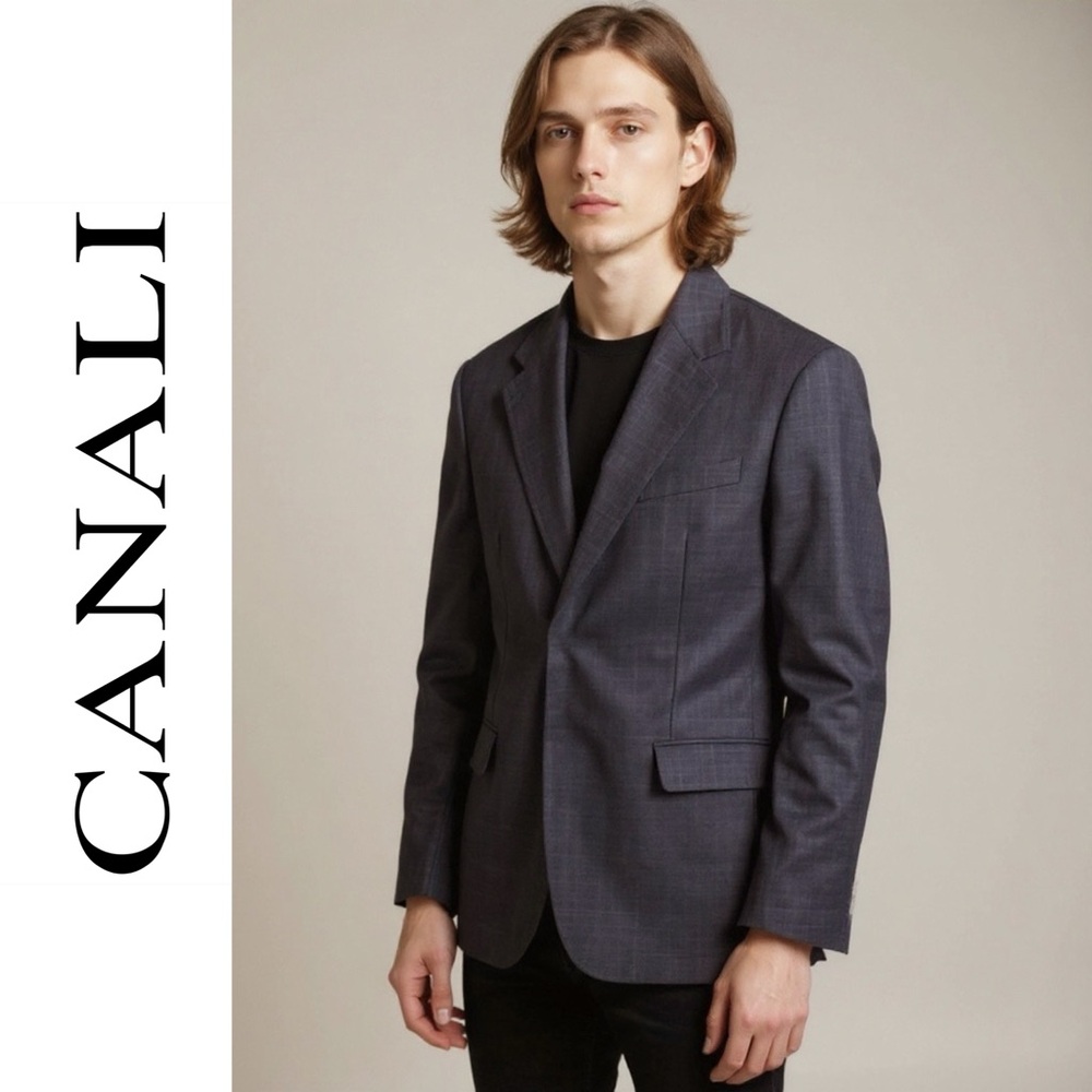 Canali 100% Wool Blazer Men's 52L (US 42L) Made in Italy Dark Gray